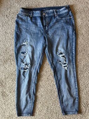 Maurices Blue Distressed Ankle Jeans
